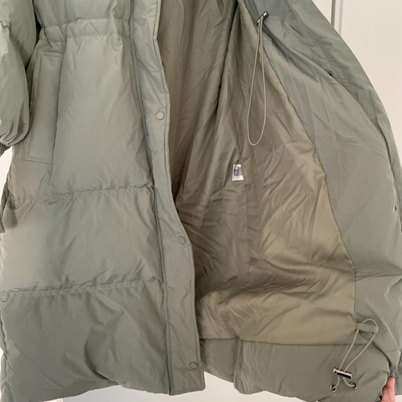 Made in Korea Long olive hooded puffer down jacket XS-S - Picture 5 of 5